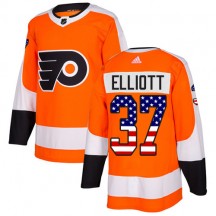 Men's Adidas Philadelphia Flyers Brian Elliott Orange USA Flag Fashion Jersey - Authentic