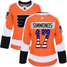 Women's Adidas Philadelphia Flyers Wayne Simmonds Orange USA Flag Fashion Jersey - Authentic