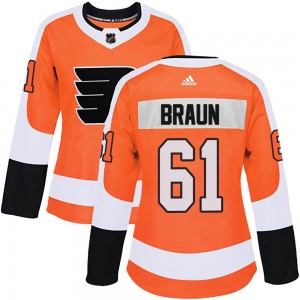 Women's Adidas Philadelphia Flyers Justin Braun Orange Home Jersey - Authentic