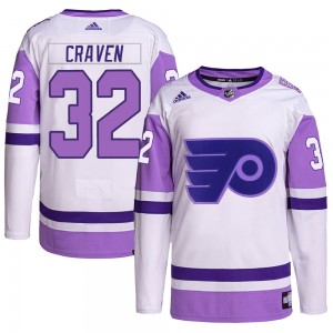 Men's Adidas Philadelphia Flyers Murray Craven White/Purple Hockey Fights Cancer Primegreen Jersey - Authentic