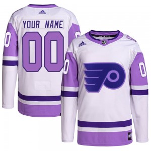Men's Adidas Philadelphia Flyers Custom White/Purple Custom Hockey Fights Cancer Primegreen Jersey - Authentic