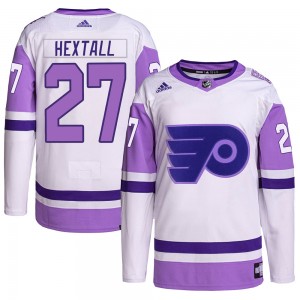 Men's Adidas Philadelphia Flyers Ron Hextall White/Purple Hockey Fights Cancer Primegreen Jersey - Authentic