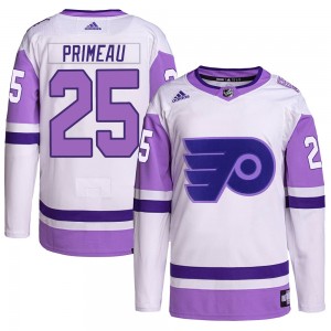 Men's Adidas Philadelphia Flyers Keith Primeau White/Purple Hockey Fights Cancer Primegreen Jersey - Authentic