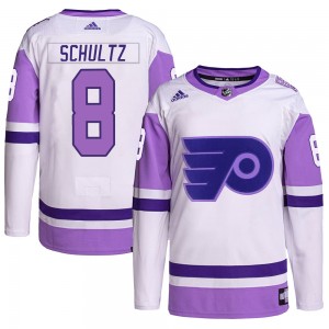Men's Adidas Philadelphia Flyers Dave Schultz White/Purple Hockey Fights Cancer Primegreen Jersey - Authentic