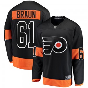 Men's Fanatics Branded Philadelphia Flyers Justin Braun Black Alternate Jersey - Breakaway