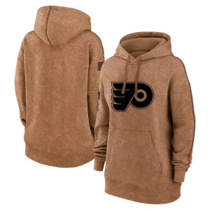 Women's Philadelphia Flyers Brown 2023 Salute to Service Pullover Hoodie -
