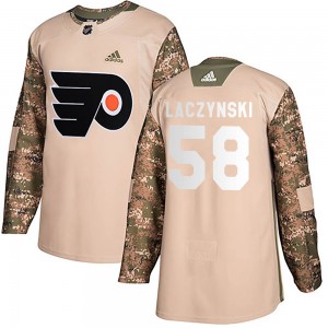 Youth Adidas Philadelphia Flyers Tanner Laczynski Camo Veterans Day Practice Jersey - Authentic