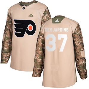 Men's Adidas Philadelphia Flyers Eric Desjardins Camo Veterans Day Practice Jersey - Authentic