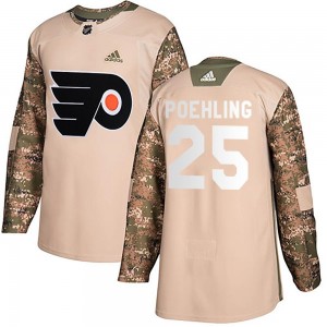 Men's Adidas Philadelphia Flyers Ryan Poehling Camo Veterans Day Practice Jersey - Authentic