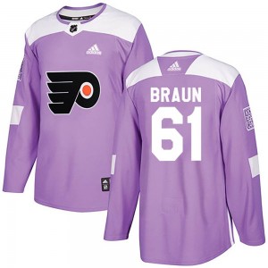 Men's Adidas Philadelphia Flyers Justin Braun Purple Fights Cancer Practice Jersey - Authentic