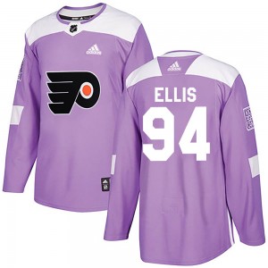 Men's Adidas Philadelphia Flyers Ryan Ellis Purple Fights Cancer Practice Jersey - Authentic