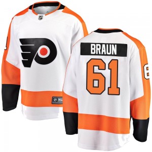 Men's Fanatics Branded Philadelphia Flyers Justin Braun White Away Jersey - Breakaway