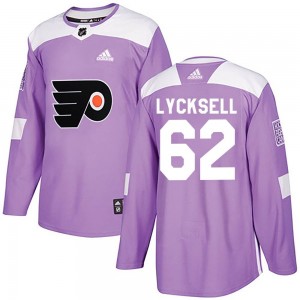 Youth Adidas Philadelphia Flyers Olle Lycksell Purple Fights Cancer Practice Jersey - Authentic