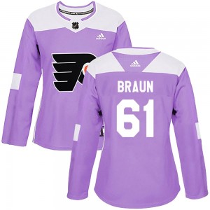 Women's Adidas Philadelphia Flyers Justin Braun Purple Fights Cancer Practice Jersey - Authentic