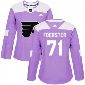 Women's Adidas Philadelphia Flyers Tyson Foerster Purple Fights Cancer Practice Jersey - Authentic