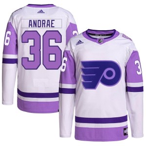 Men's Adidas Philadelphia Flyers Emil Andrae White/Purple Hockey Fights Cancer Primegreen Jersey - Authentic