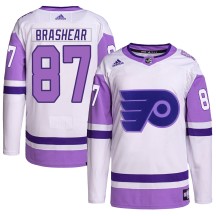 Men's Adidas Philadelphia Flyers Donald Brashear White/Purple Hockey Fights Cancer Primegreen Jersey - Authentic