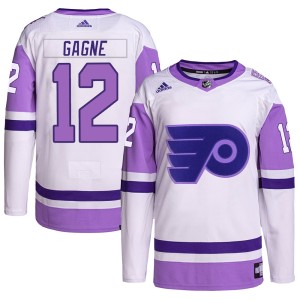 Men's Adidas Philadelphia Flyers Simon Gagne White/Purple Hockey Fights Cancer Primegreen Jersey - Authentic