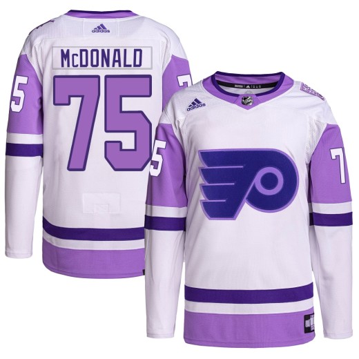 Men's Adidas Philadelphia Flyers Hunter McDonald White/Purple Hockey Fights Cancer Primegreen Jersey - Authentic