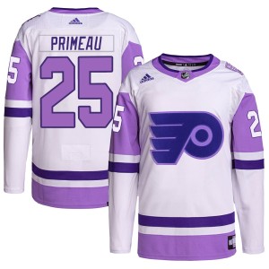 Men's Adidas Philadelphia Flyers Keith Primeau White/Purple Hockey Fights Cancer Primegreen Jersey - Authentic