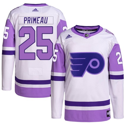 Men's Adidas Philadelphia Flyers Keith Primeau White/Purple Hockey Fights Cancer Primegreen Jersey - Authentic
