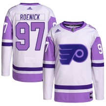Men's Adidas Philadelphia Flyers Jeremy Roenick White/Purple Hockey Fights Cancer Primegreen Jersey - Authentic