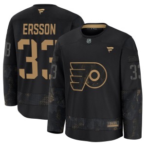 Youth Fanatics Philadelphia Flyers Samuel Ersson Black 2024 Military Appreciation Practice Jersey - Premium