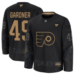 Youth Fanatics Philadelphia Flyers Rhett Gardner Black 2024 Military Appreciation Practice Jersey - Premium