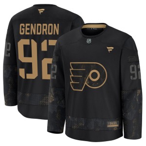 Youth Fanatics Philadelphia Flyers Alexis Gendron Black 2024 Military Appreciation Practice Jersey - Premium