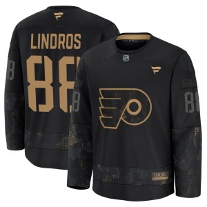 Youth Fanatics Philadelphia Flyers Eric Lindros Black 2024 Military Appreciation Practice Jersey - Premium