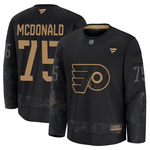 Youth Fanatics Philadelphia Flyers Hunter McDonald Black 2024 Military Appreciation Practice Jersey - Premium
