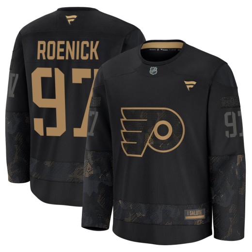 Youth Fanatics Philadelphia Flyers Jeremy Roenick Black 2024 Military Appreciation Practice Jersey - Premium