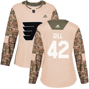 Women's Adidas Philadelphia Flyers Spencer Gill Camo Veterans Day Practice Jersey - Authentic