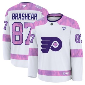 Men's Fanatics Philadelphia Flyers Donald Brashear White 2024 Hockey Fights Cancer Practice Jersey - Premium