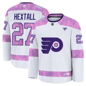 Men's Fanatics Philadelphia Flyers Ron Hextall White 2024 Hockey Fights Cancer Practice Jersey - Premium
