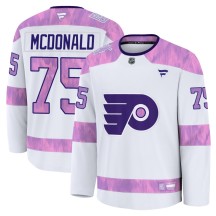Men's Fanatics Philadelphia Flyers Hunter McDonald White 2024 Hockey Fights Cancer Practice Jersey - Premium