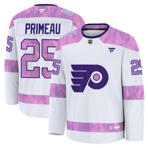 Men's Fanatics Philadelphia Flyers Keith Primeau White 2024 Hockey Fights Cancer Practice Jersey - Premium