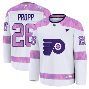 Men's Fanatics Philadelphia Flyers Brian Propp White 2024 Hockey Fights Cancer Practice Jersey - Premium