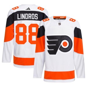 Men's Adidas Philadelphia Flyers Eric Lindros White 2024 Stadium Series Primegreen Jersey - Authentic