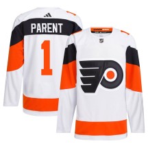 Men's Adidas Philadelphia Flyers Bernie Parent White 2024 Stadium Series Primegreen Jersey - Authentic