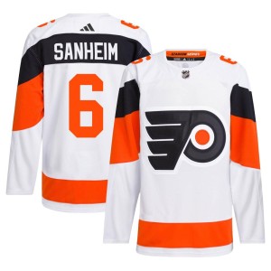 Men's Adidas Philadelphia Flyers Travis Sanheim White 2024 Stadium Series Primegreen Jersey - Authentic