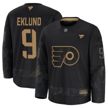 Men's Fanatics Philadelphia Flyers Pelle Eklund Black 2024 Military Appreciation Practice Jersey - Premium