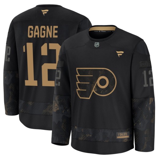 Men's Fanatics Philadelphia Flyers Simon Gagne Black 2024 Military Appreciation Practice Jersey - Premium