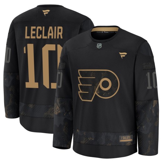 Men's Fanatics Philadelphia Flyers John Leclair Black 2024 Military Appreciation Practice Jersey - Premium