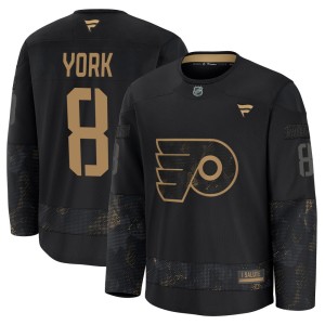 Men's Fanatics Philadelphia Flyers Cam York Black 2024 Military Appreciation Practice Jersey - Premium