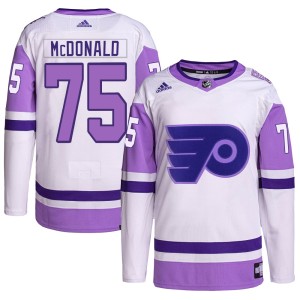 Youth Adidas Philadelphia Flyers Hunter McDonald White/Purple Hockey Fights Cancer Primegreen Jersey - Authentic