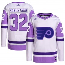 Youth Adidas Philadelphia Flyers Felix Sandstrom White/Purple Hockey Fights Cancer Primegreen Jersey - Authentic