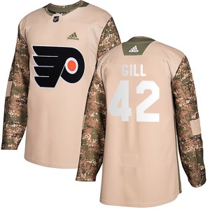 Youth Adidas Philadelphia Flyers Spencer Gill Camo Veterans Day Practice Jersey - Authentic