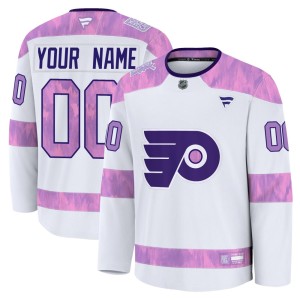 Youth Fanatics Philadelphia Flyers Custom White Custom 2024 Hockey Fights Cancer Practice Jersey - Premium