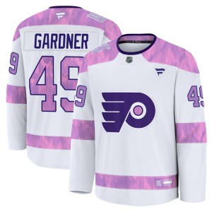 Youth Fanatics Philadelphia Flyers Rhett Gardner White 2024 Hockey Fights Cancer Practice Jersey - Premium